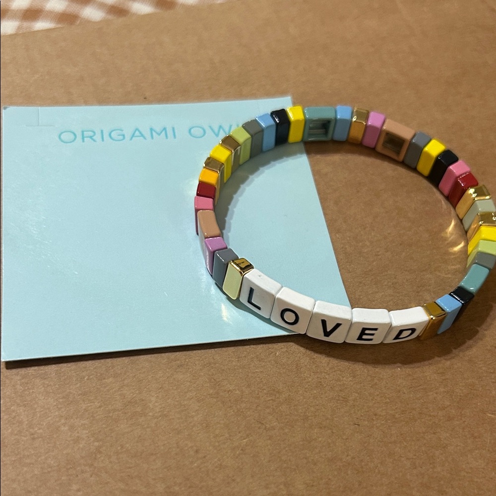 Origami Owl Colorful 'Loved' Beaded Bracelet